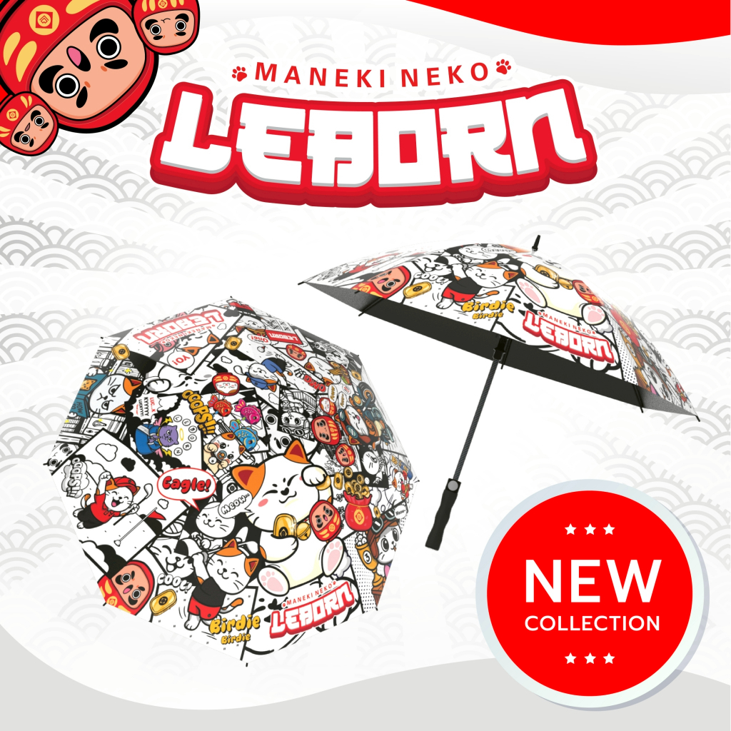 ร่มกอล์ฟ Leborn MANEKI NEKO 3 ขนาด ร่มแมวกวัก ลายการ์ตูน UV100 กันแดดและฝน