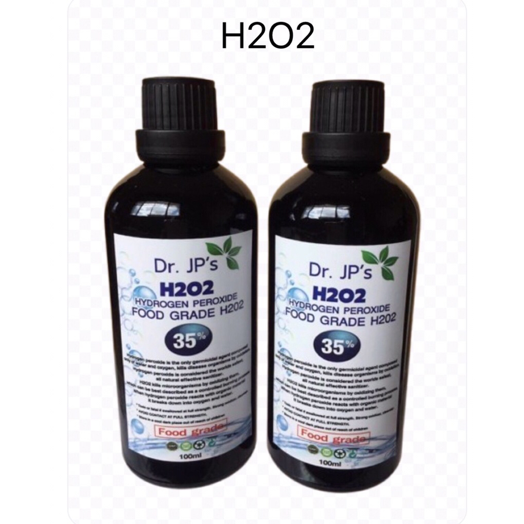 H2O2 hydrogen peroxide 35%(food grade)100ml.*2pieces Glass bottle with dropper stopper.