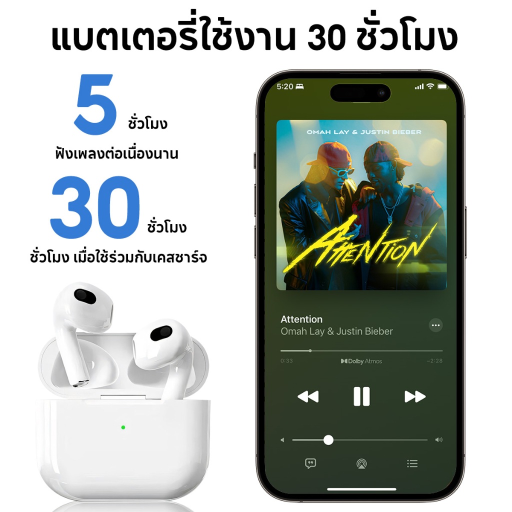 JQVITEK หูฟังบลูทูธ หูฟังไร้สาย TWS Bluetooth 5.4 ไมโครโฟนในตัว ENC ลดเสียงรบกวนการโทร คุณภาพเสียงที่ชัดเจน EP201 - รูปที่ 7