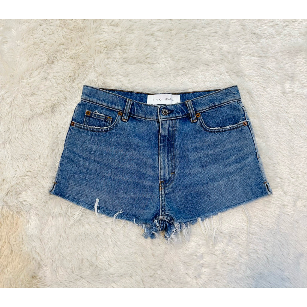 IRO Jeans Avel High Waisted Distressed Raw Hem Jean Denim Short Shorts - L ผ้าดีทรงสวยมาก