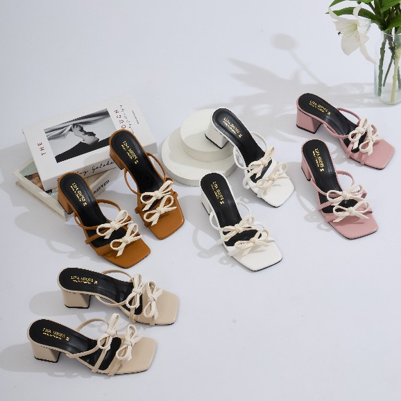 36-42🎀 รองเท้าสายคาดมัดโบว์ 🎀รุ่นใหม่ แบรนด์Lisa Shoes(L12) สูง2นิ้ว ใส่สบาย น่ารักมินิมอล