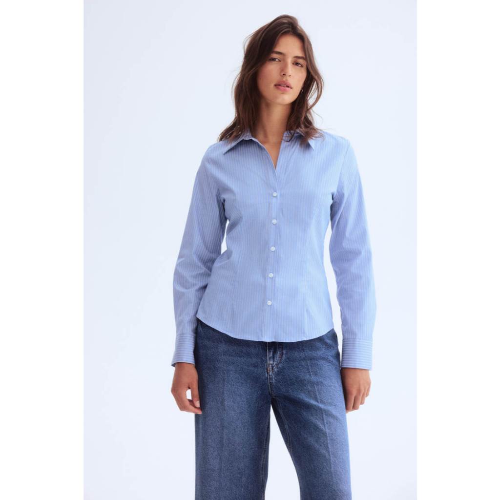 H&M(เอชแอนด์เอ็ม) เสื้อเชิ้ตคอตตอนยืดหยุ่น ผู้หญิง 1266751_2