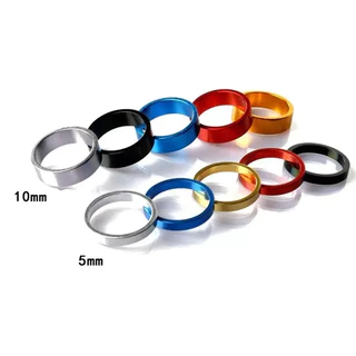 แหวนรองคอจักรยานอลูมิเนียม หลากสี กว้าง10mm./5mm.สําหรับขนาดซางโช๊ค 28.6 มม.1-1/8 "