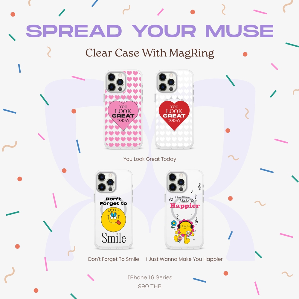 (16 Series) Clear Case With MagRing Spread Your MUSE
