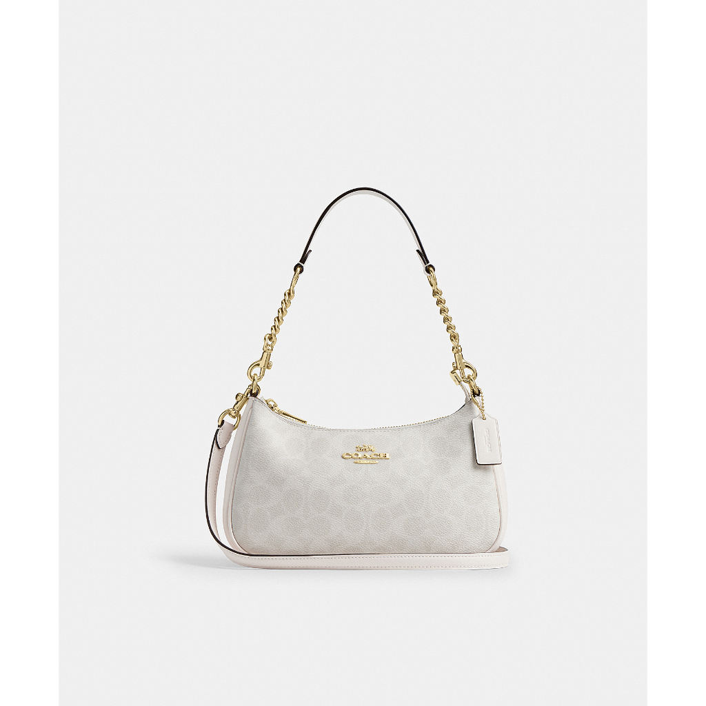 Coach CV933 Teri Shoulder Bag In Signature Canvas (IMXU5) กระเป๋าสะพายผู้หญิง สี Im/White/Chalk