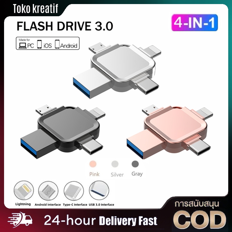 2TB Flashdrive Otg 4-in-1 USB 3.0 Memory Stick for iphone Fast Speed Plug and Play apply to iOS/Andr