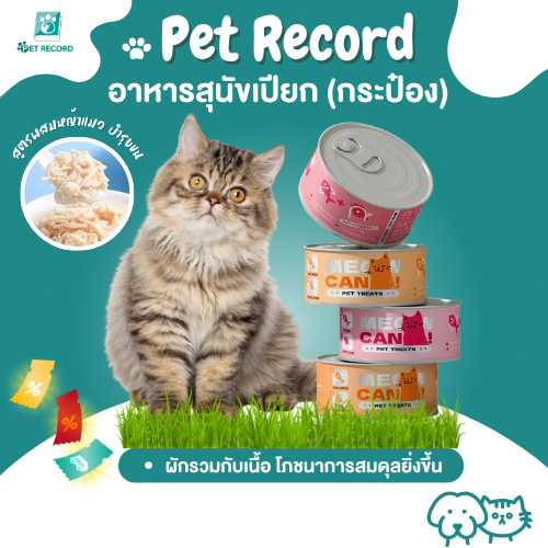 🔥 อาหารแมวเปียก Pet Record เนื้อแท้ในน้ำเกรวี่ บำรุงขน ไม่เค็ม สำหรับแมวทุกช่วงวัย พร้อมส่ง 🐱
