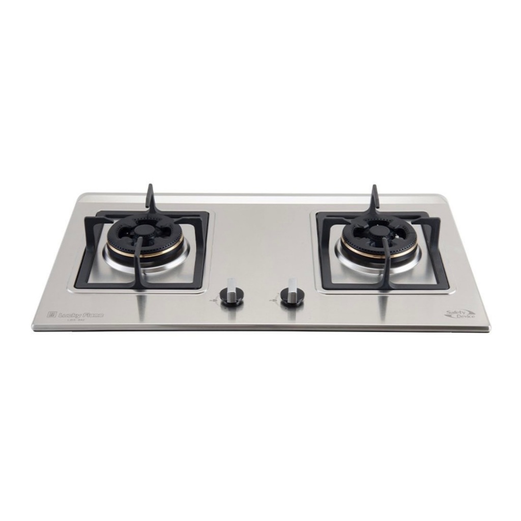 LUCKY FLAME เตาแก๊ส 2 หัว LBS-942 เตาแก๊สแบบฝัง โครงสร้างสเตนเลสทั้งตัว สเตนเลส เกรด 304