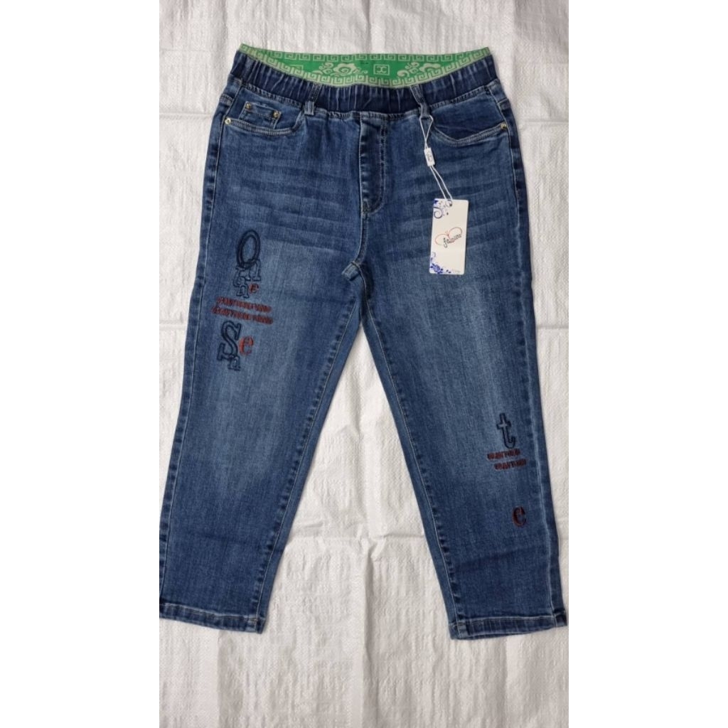 👖5ส่วนยีนส์ยืดเกาหลี(faleena)