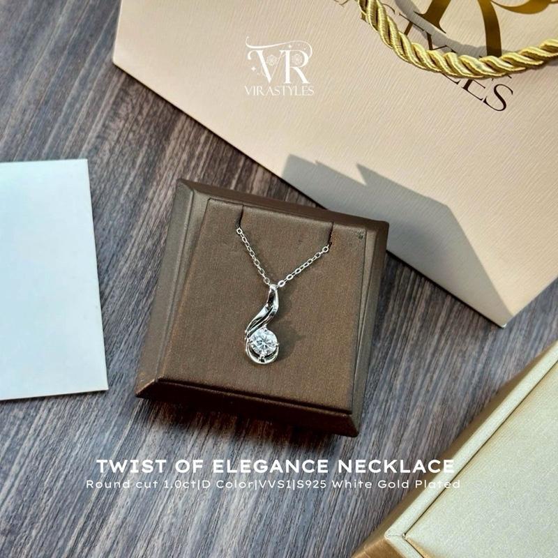 VRS.สร้อยคอเงินแท้925 จี้เพชรโมอีส เครื่องประดับผู้หญิง สร้อยเพชร สร้อยคอเงิน สร้อยสตรี