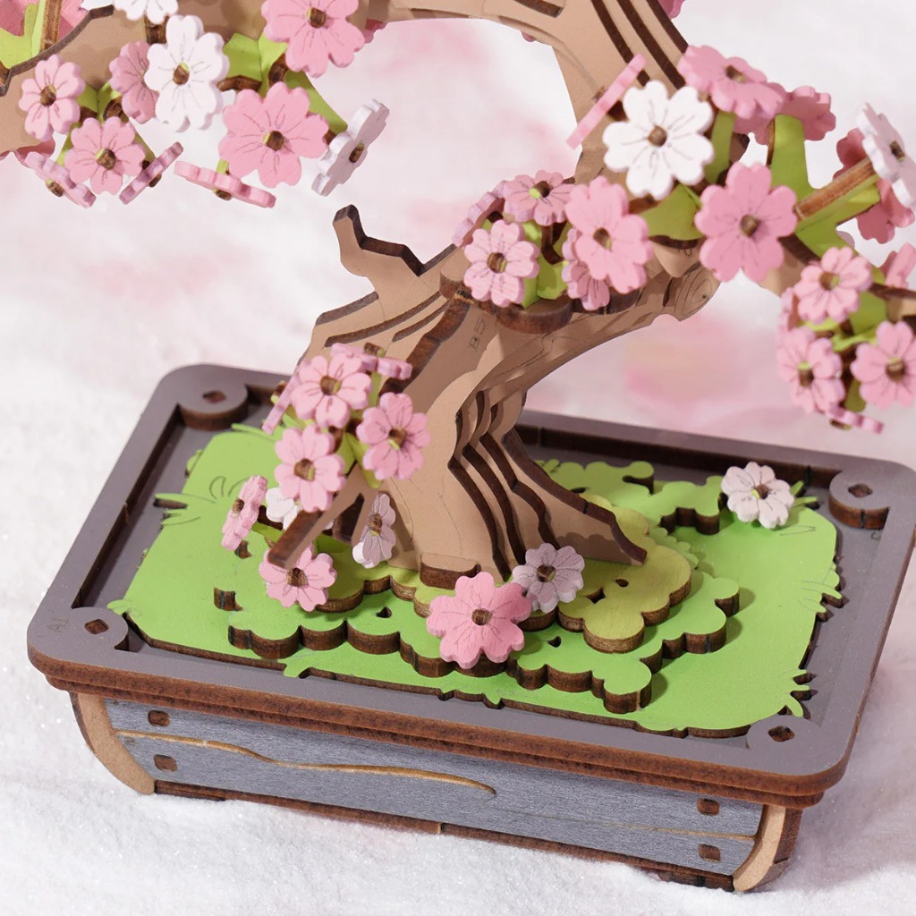 Rolife 3D Wooden Puzzle - TG415 Sakura Bonsai ตัวต่อต้นซากุระบอนไซ | ของแต่งบ้าน ของเล่นศิลปะ DIY - รูปที่ 3