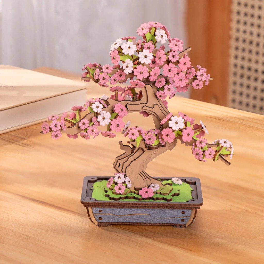 Rolife 3D Wooden Puzzle - TG415 Sakura Bonsai ตัวต่อต้นซากุระบอนไซ | ของแต่งบ้าน ของเล่นศิลปะ DIY - รูปที่ 2
