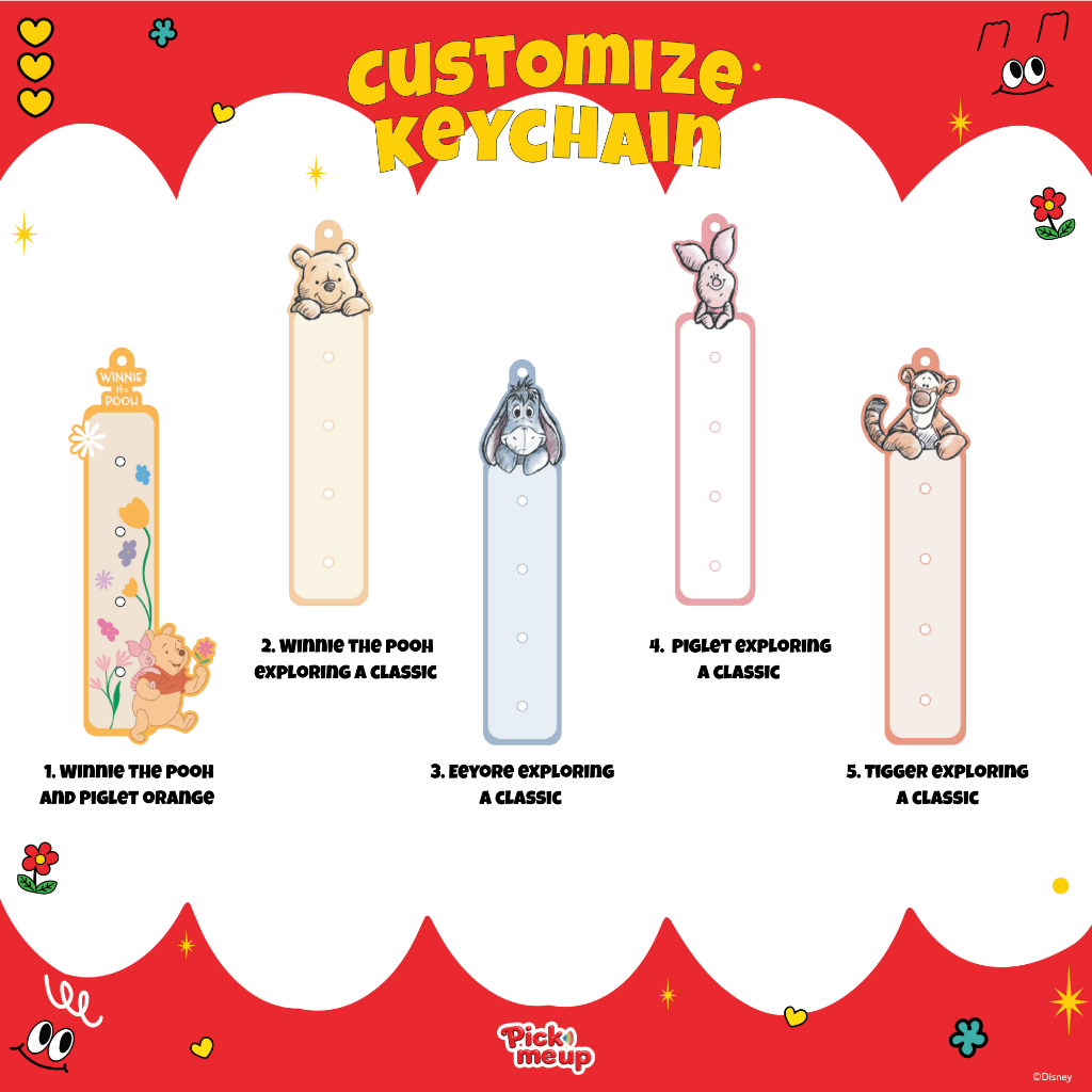 PickMeUp - Pick A Name Keychain พวงกุญแจใส่ชื่อได้ลาย Winnie The Pooh ลิขสิทธิ์ Disney