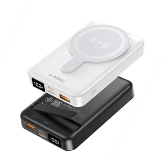 Asaki Powerbank 10000mAh พาวเวอร์แบงค์ มอก. จอ LED ชาร์จไร้สาย รุ่น A-B3115w - รับประกัน 1 ปี