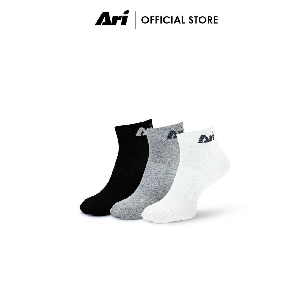 ARI DAILY LINER SOCKS - BLACK/GREY/WHITE (AHW1397-01) ถุงเท้า อาริ แพ็ค 3 สีดำเทาขาว