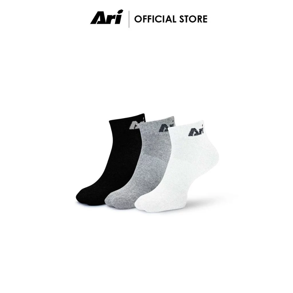 ARI DAILY LINER SOCKS - BLACK/GREY/WHITE (AHW1397-01) ถุงเท้า อาริ แพ็ค 3 สีดำเทาขาว