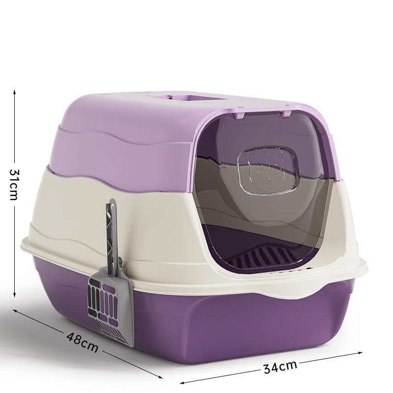 【ฟรีที่ตักทรายแมว】ห้องน้ำแมว 2-in-1 แบบปิด กระบะทรายแมวขนาดใหญ่ เพิ่มพื้นที่ ป้องกันกลิ่น ป้องกันการกระเซ็น กระบะทราย รูปที่ 7