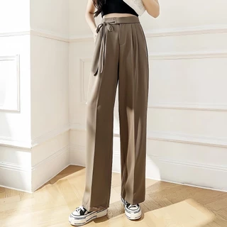 กางเกงสูทเอวสูงผูกโบว์สำหรับผู้หญิง มีพร้อมส่ง [S-2XL] กางเกงหรู เนื้อผ้าดี ทรงสวย