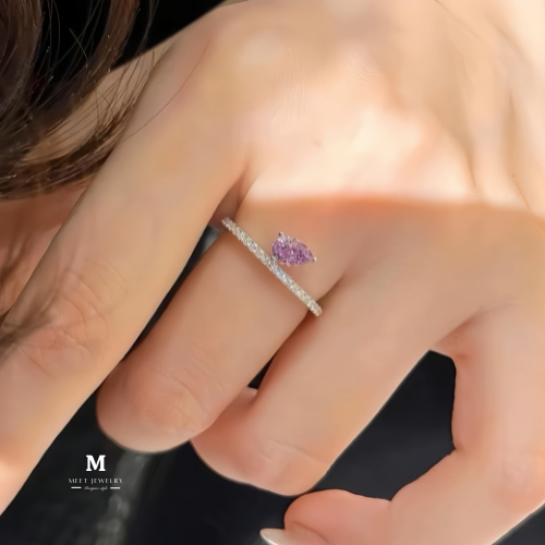 MEET💕แหวนเงิน แหวนเงินแท้ Lavender แหวนผู้หญิง แหวนเงินแท้ แหวนปรับขนาดได้ แหวนเรียบหรู แหวนแฟชั่น - รูปที่ 4