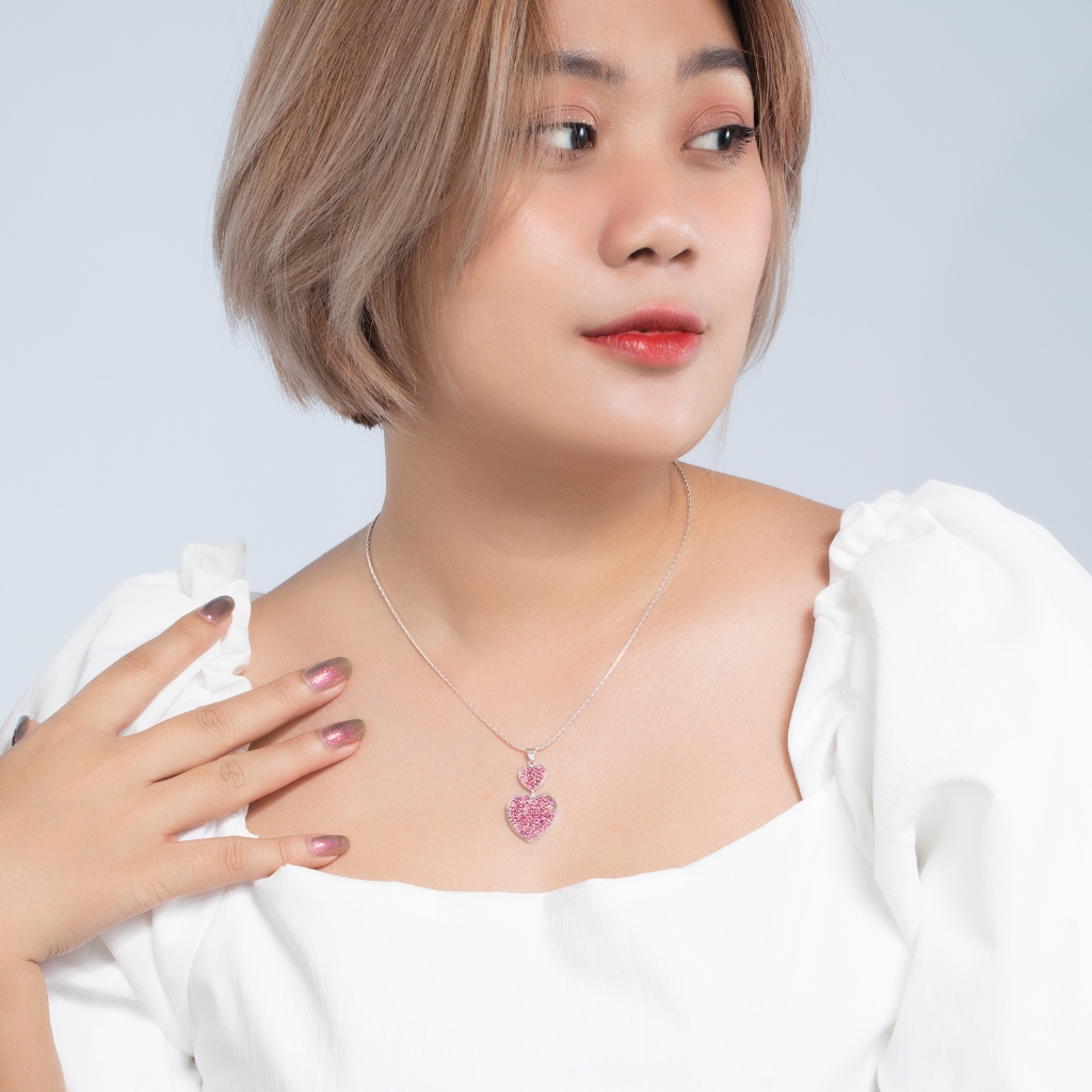 Louis Montini (Jewelry) Sterling Silver 925 Necklace สร้อยคอเงินแท้ 92.5% สร้อยคอผู้หญิง รูปหัวใจ LJNC13 ราคา ถูกที่สุด ดีลบีเคเค แกลเลอรีภาพที่ 4