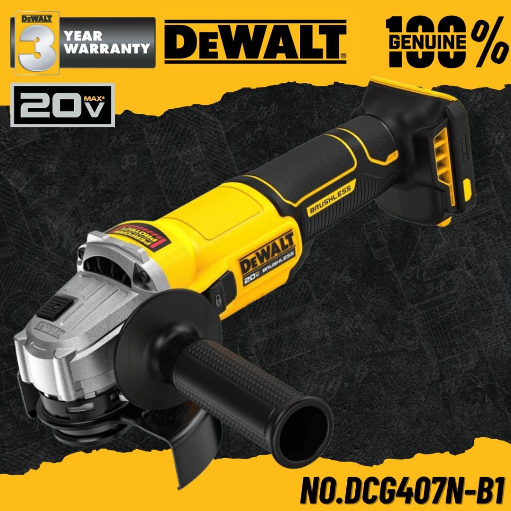 DEWALTเครื่องเจียร์ไร้สาย สวิทซ์แบบสไลด์ 4" 20V No.DCG407N-B1 (เครื่องเปล่า)