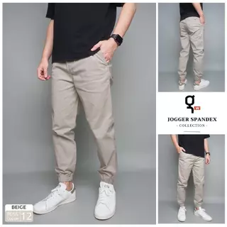⚡GW⚡P055 กางเกงขาจั้มพ์ Jogger Pants ผู้ชาย ผ้ายืดคอตต้อนSpandex เอวยืด มีเชือกผูก ยาว 36-38 นิ้ว ไซส์ 30-40 Goodwin Bra
