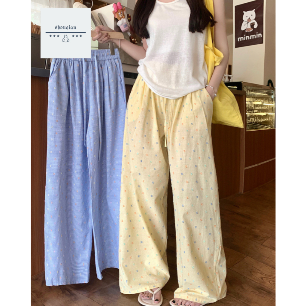 พร้อมส่งด่วนในไทย** กางเกงลายดอกไม้ ใส่ชิวๆไปทะเล เอวยางยืด K78