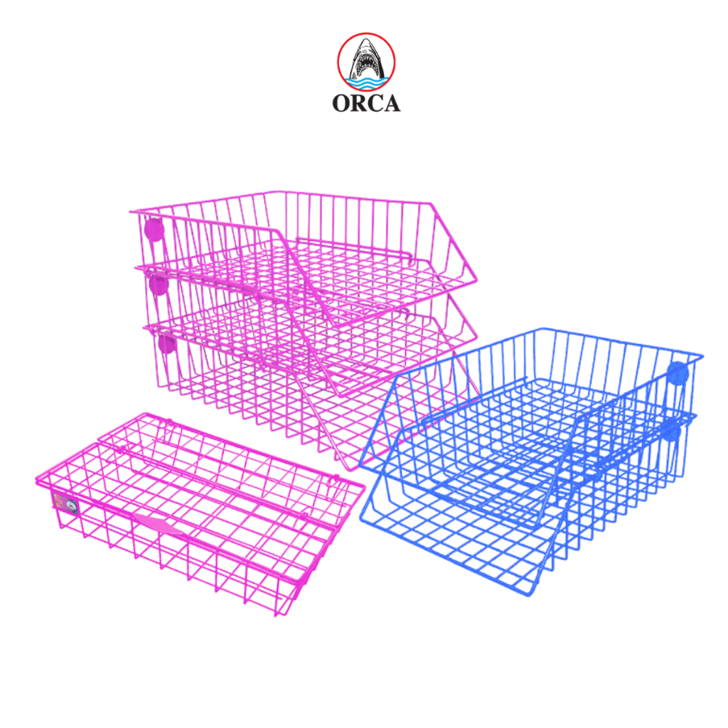 ORCA ตะกร้าใส่เอกสาร NO.78 ตะกร้าเอกสารลวดเคลือบสีฝาปิด ตะกร้า2ชั้น ตะกร้า3ชั้น / ชุด