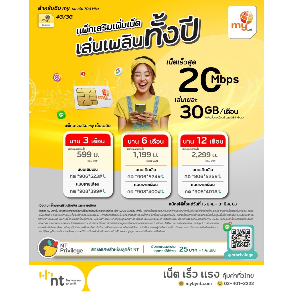 ซิมเติมเงิน My By NT 5G เลือกเบอร์ได้