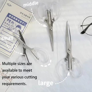 16CM 14CM กรรไกรสแตนเลส ด้ามจับพลาสติกสีใส พกพาสะดวก สำหรับนักเรียน งานฝีมือ DIY