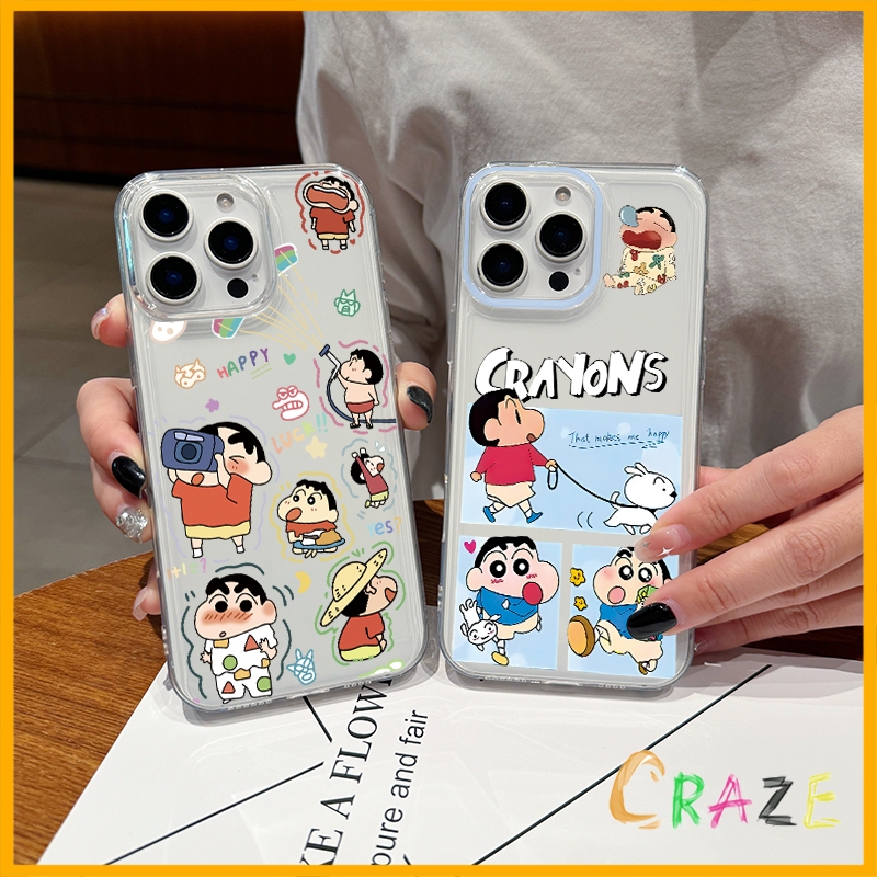 การ์ตูนดูเดิลตลก ๆ นุ่ม เคส ชินจัง IPhone 11 15 12 13 14 Pro Max X XR XS Max 7Plus 8 14 15