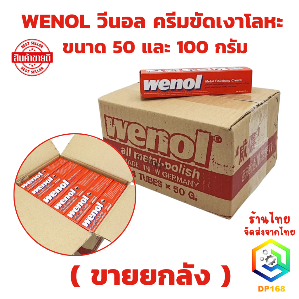 WENOL ครีมขัดเงาโลหะ ขนาด 100 กรัม และ 50 กรัม (ยกลัง 24 หลอด)  น้ำยาขัดเงา วีนอล ยาขัด ครีมขัดเงา