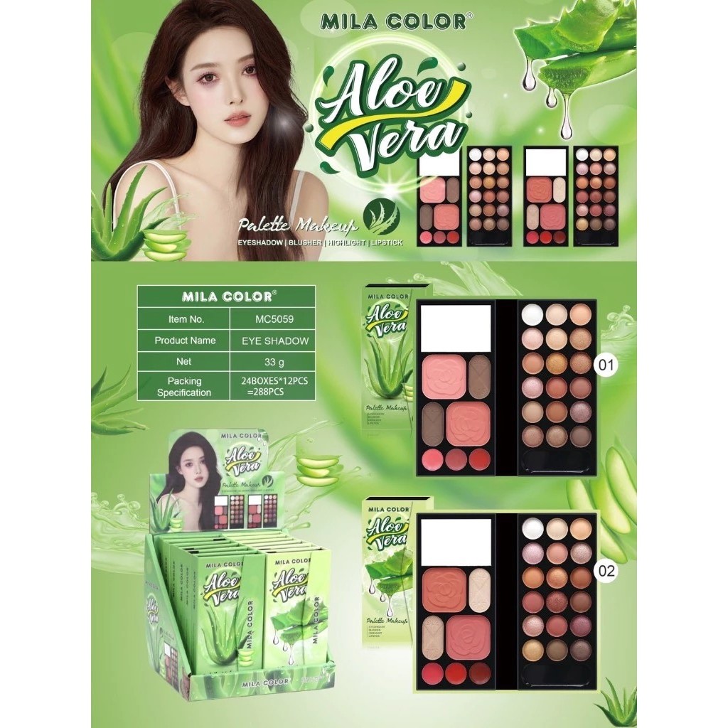 MC5059 MILA COLOR EYESHADOW พาเลทแต่งตากระเป๋า มิลา คัลเลอร์ อโลเวร่า สีสวย ติดทน มีครบในตลับเดียว98