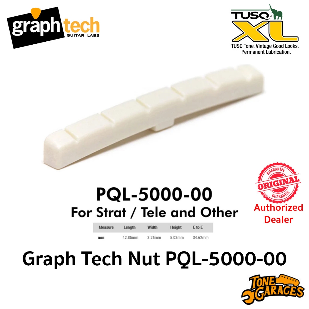 Graph Tech TUSQ XL Slotted Flat or Curved Nut 42.85mm PQL-5000-00 for Strat Tele and other นัทกีต้าร์