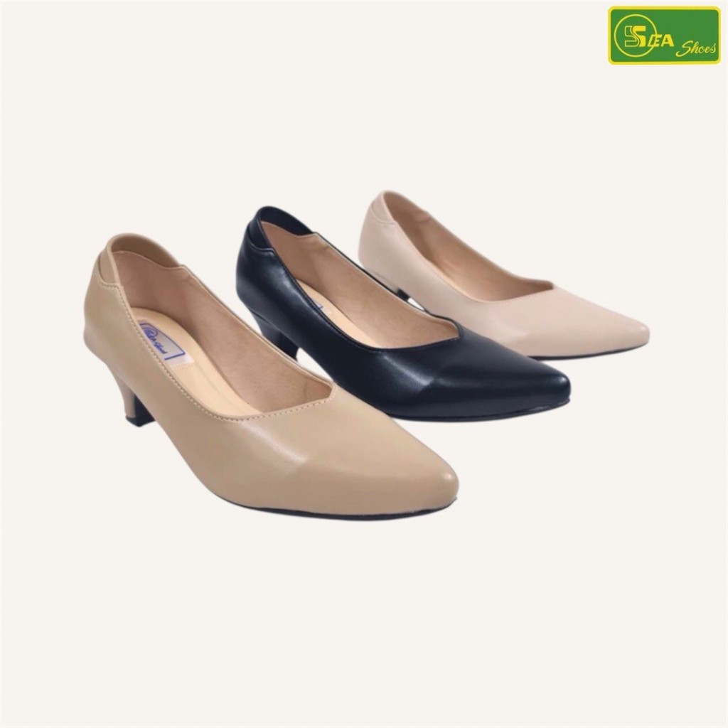 SEA Shoes(ซีชูส์) 9655-001 รองเท้าคัชชูผู้หญิง หัวแหลม พื้นนิ่ม ใส่ทำงาน ใส่ออกงาน ใส่สบาย