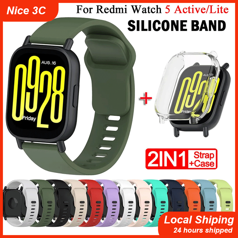 สายคล้อง+เคสสำหรับ Redmi Watch 5 Active/Lite Strap เคสป้องกันอัจฉริยะ TPU นุ่ม เคสกันรอยหน้าจอสำหรับ Redmi Watch 5 Lite