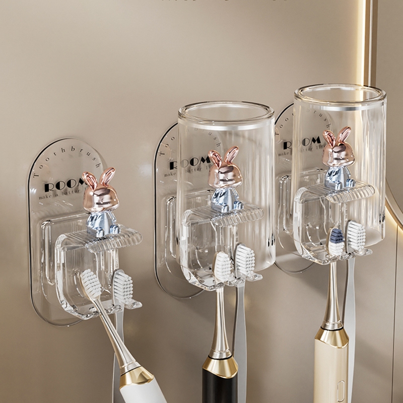 ติดผนัง ที่วางแปรงสีฟัน ที่เก็บแปรงสีฟัน แปลงสีฟัน ที่วางของ toothbrush holder ไม่ต้องเจาะ โปร่งใส