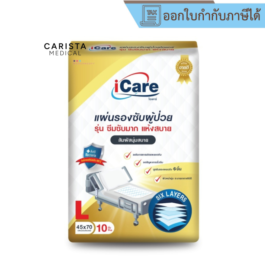 [ส่งด่วน] แผ่นรองซับ ICARE 45x70cm (L) 10แผ่น ไอแคร์ Under pad