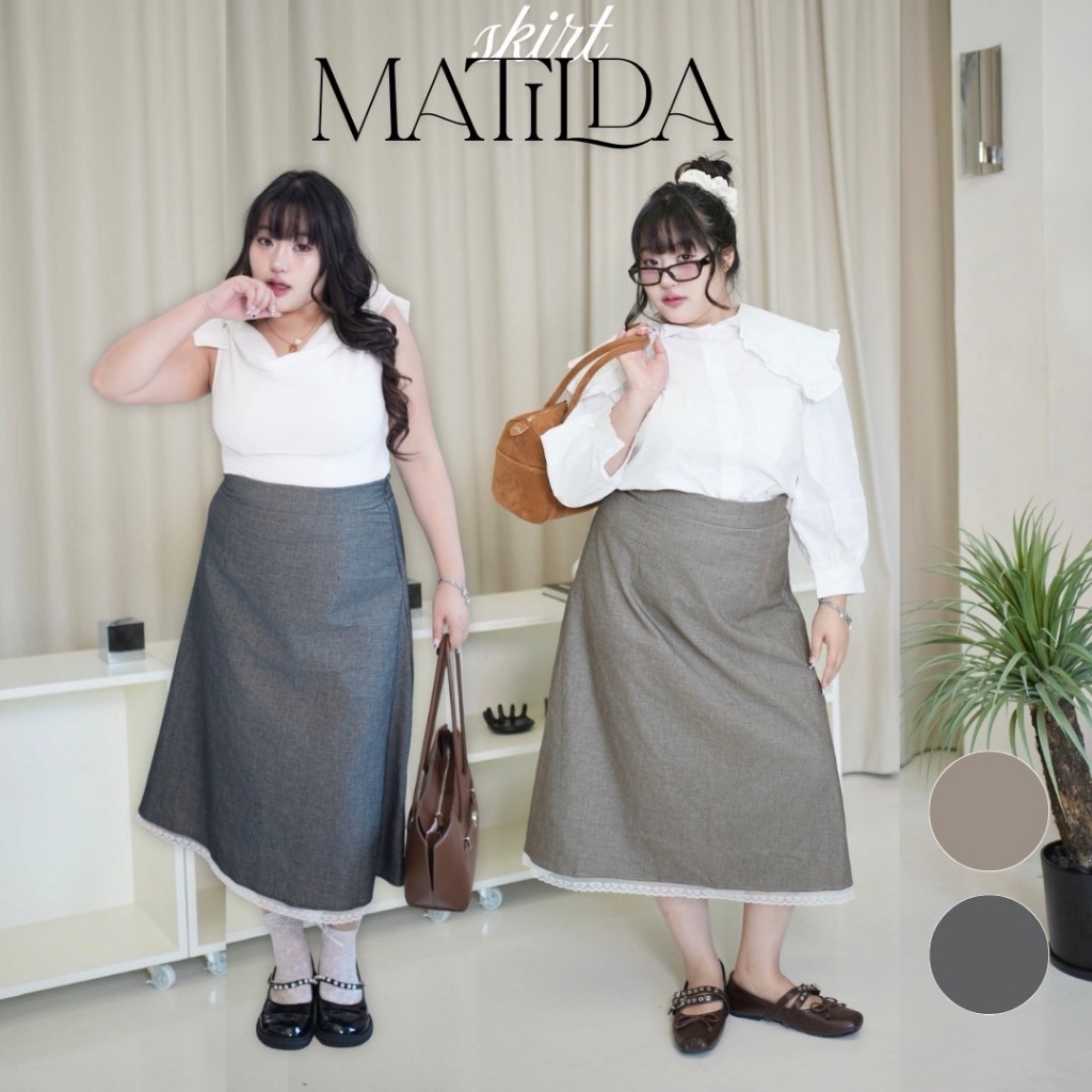 Matilda Skirt กระโปรงทรง A-Line เอวสูง แต่งขอบลูกไม้ Exclusive Shopee (SK0052) - Merrychubbyhouse