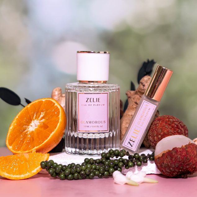 น้ำหอม Zelie กลิ่น Glamorous สำหรับผู้หญิง กลิ่นน่ารัก น่าสนใจ หอมติดทนนาน ใช้หัวน้ำหอมแท้จากฝรั่งเศส