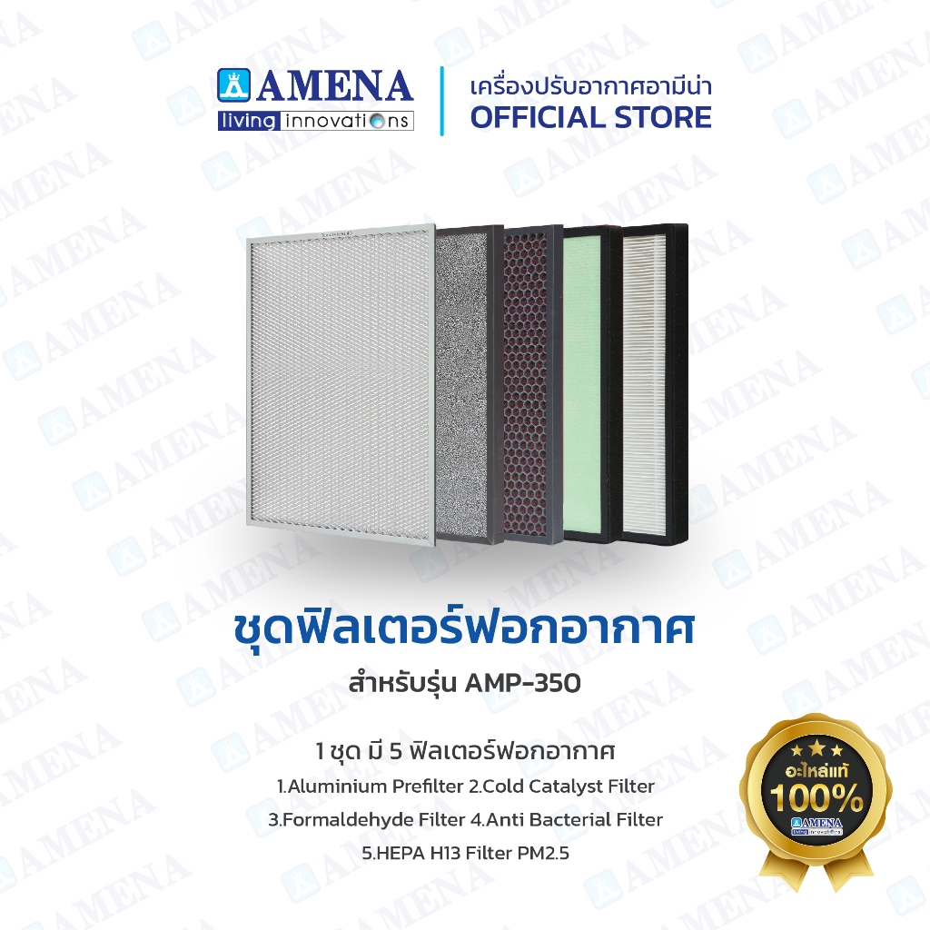 AMENA Air purifier Filter set ชุดฟิลเตอร์ แผ่นกรองฝุ่น สำหรับเครื่องฟอกอากาศ อามีน่า รุ่น AMP-350