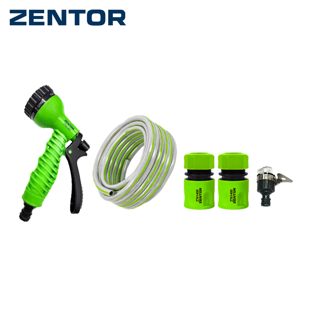 Zentor ชุดสายยางรดน้ำเซต 5 ชิ้น สายยางพร้อมปืนฉีด 7ระดับ ฟรีข้อต่อ ครบชุดไม่ต้องซื้อเพิ่ม Water Hose