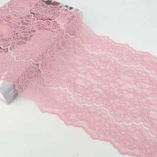 (ลายใหม่)ชุด2 ลูกไม้ไนล่อน สีชมพู🩷 กว้าง 6นิ้ว-9นิ้ว (✂️ตัดขายเป็นหลา) #548 1005 1128 1131 1527 2024 2027 3114 3139 3140