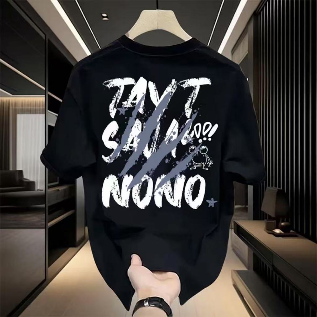 🚚 จัดส่งจากกรุงเทพฯ เสื้อยืดโอเวอร์ไซส์ ลายสตรีทเท่ๆ แขนสั้น คอกลม ผ้านุ่ม ใส่สบาย ระบายอากาศได้ดี ไม่หด สไตล์ฮิปฮอป