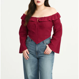 (5สี 3ไซส์) VENUS TOP เสื้อปาดไหล่ผูกอกแขนบาน รุ่นT90 - Mesave