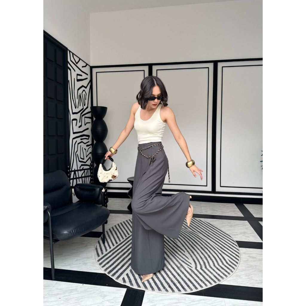 colourblockmatter - Igloo Pants กางเกงเอวสูงขากระบอกพริ้วทิ้งตัวสวย มาพร้อมเข็มขัด มี 3 สี