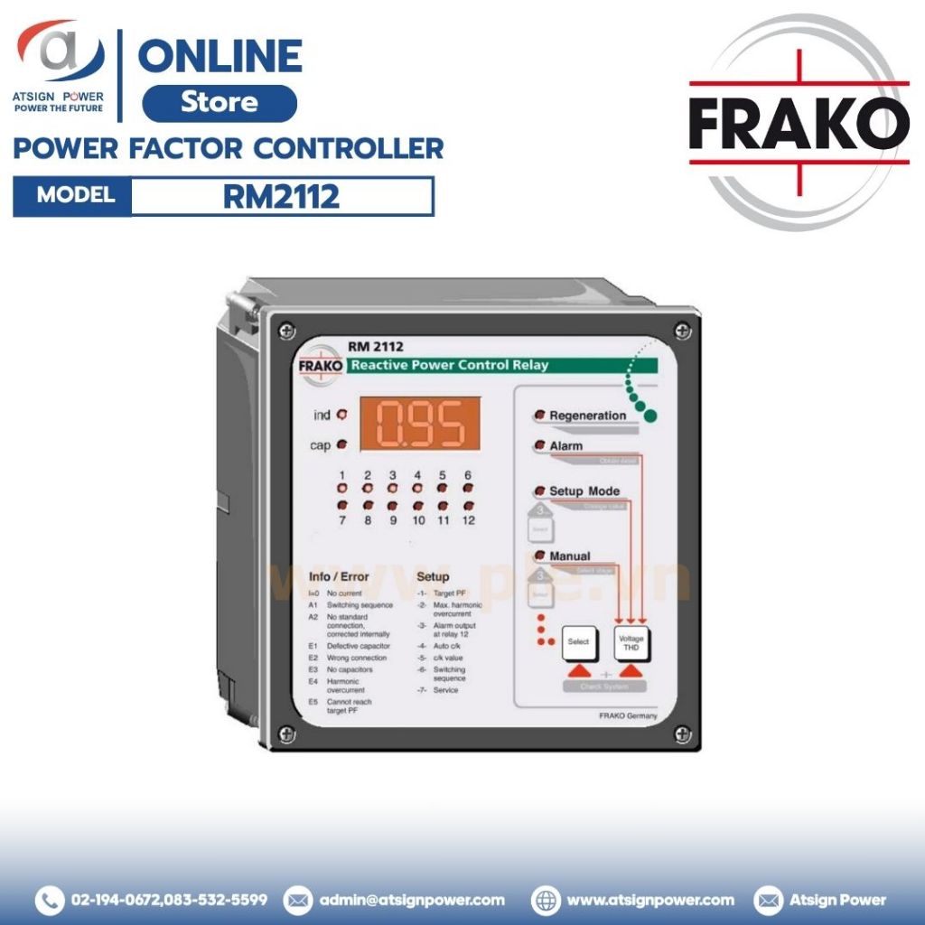 FRAKO RM 2112 Relay ควบคุมรีแอคทีฟพาวเวอร์ Power Factor Controller 12‑Stage (Germany)