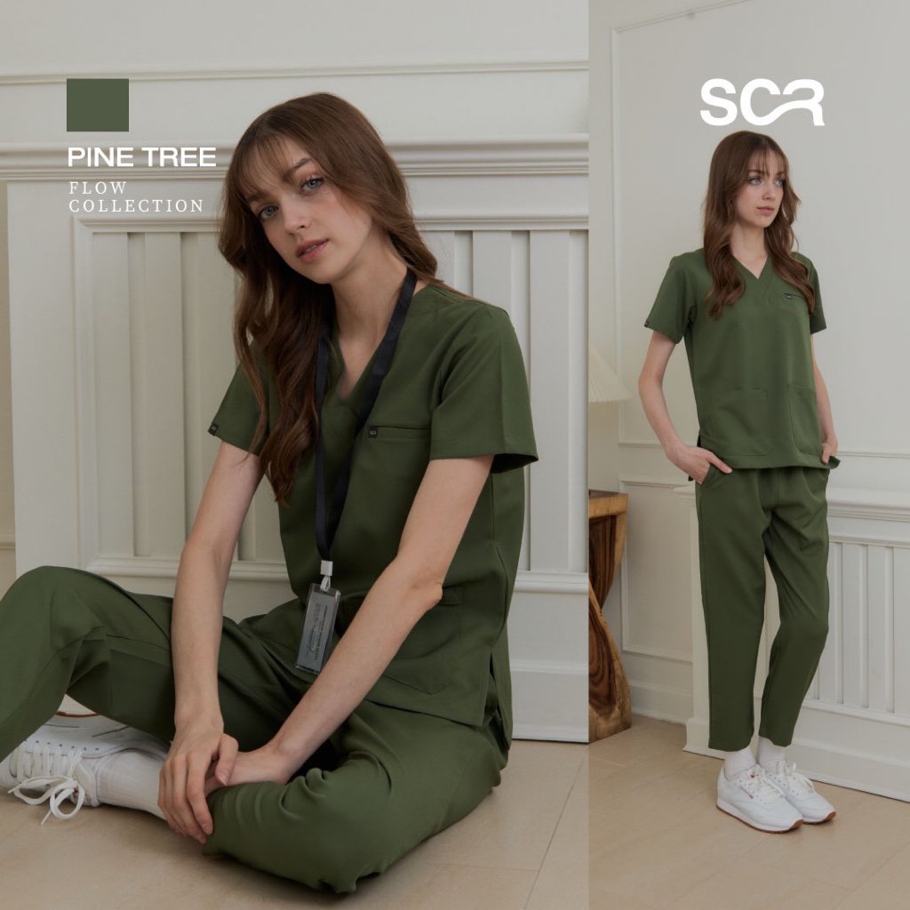 Scrub in | เสื้อ-กางเกงสครับ unisex สี Pine tree รุ่น Flow