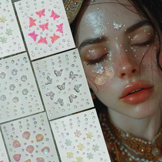 เพชรติดหน้า ติดผม sticker (สติ๊กเกอร์ติดหน้า) 👩🏻 มีกาวในตัว กาว เปลือกหอย 🇹🇭 (พร้อมส่ง)