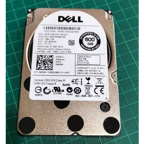 HDD Dell 600GB 10K SAS  2.5Inch มือสอง